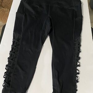 Black Lace-Up Active Leggings